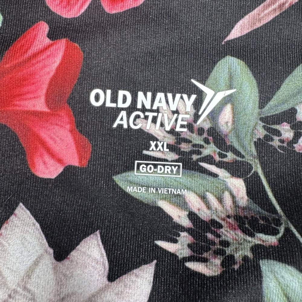 Old‎ Navy Active Go Dry NEW Floral Leggings Sz XXL High Waist Yoga Black Pink - Picture 7 of 10